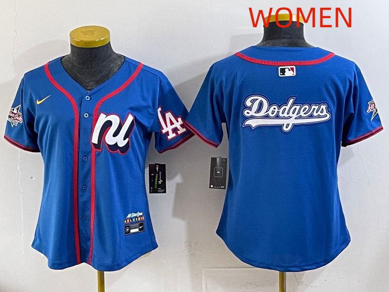 Women 2025 Los Angeles Dodgers Blank Blue All star Nike MLB Jersey style 07->women mlb jersey->Women Jersey
